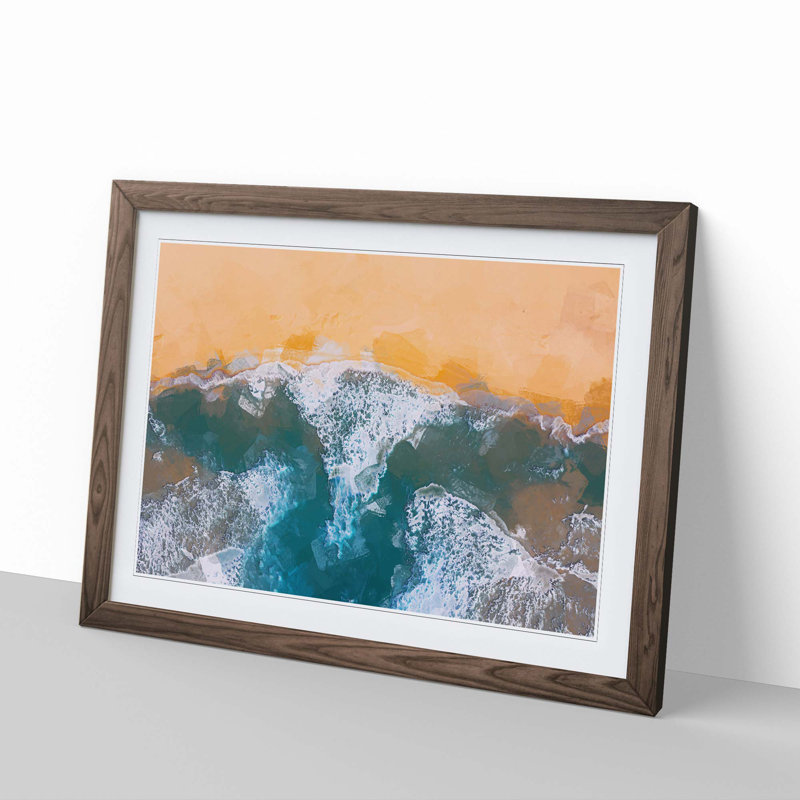 Golden Beach in Australia - Picture Frame Graphic Art Print, 27cm H x 36cm W x 2cm D, Walnut Framed