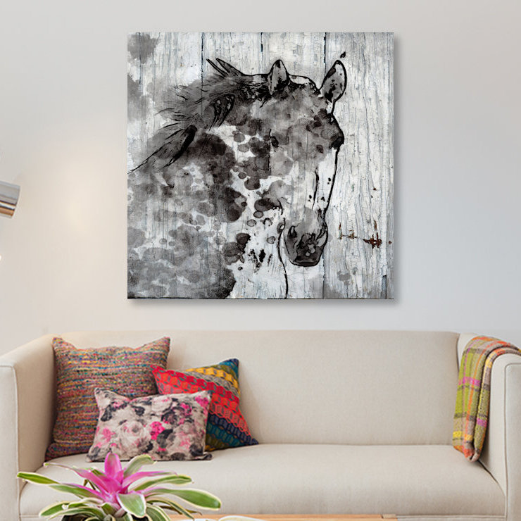 « winter cheval », impression sur toile, H 37 po x l 37 po x P 1,5 po, Toile tendue, Pas de tapis