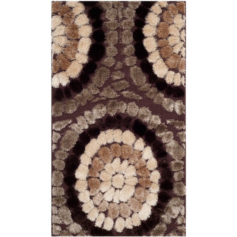 Tapis brun zone Miami Shag, Rectangle 8 pi 6 po x 12 pi