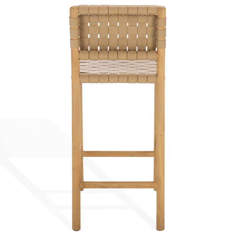 Jeremiah Woven Leather Counter Stool, Tan, Natural