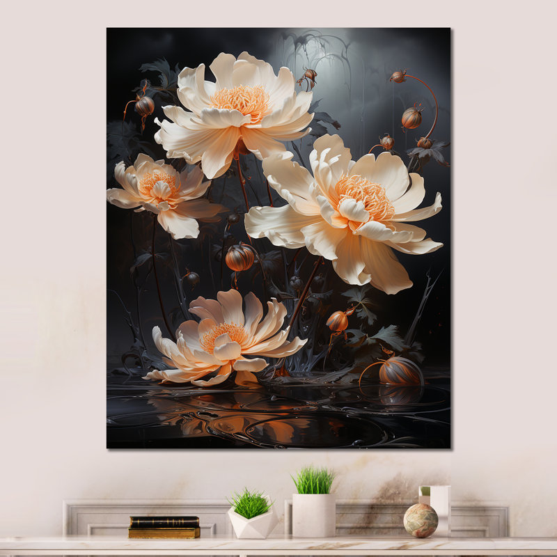 "Fleurs surréalistes" sur, H 40 po x l 30 po x P 1,5 po