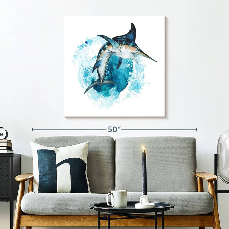Brampt Blue Marlin Splash, 30" H x 30" W
