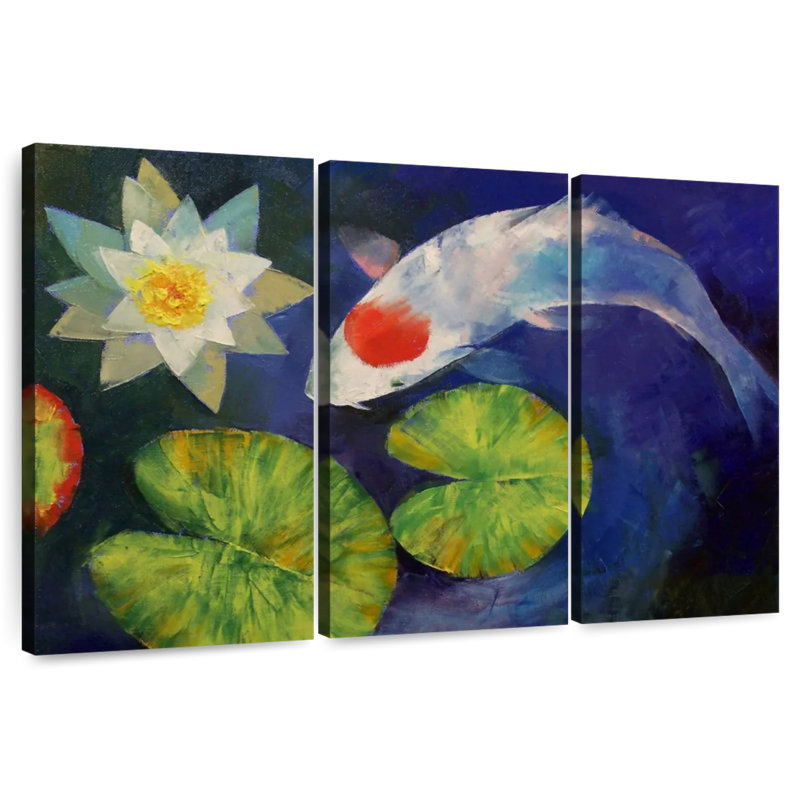 Tancho koi et nénuphar, H 24 po x l 38 po