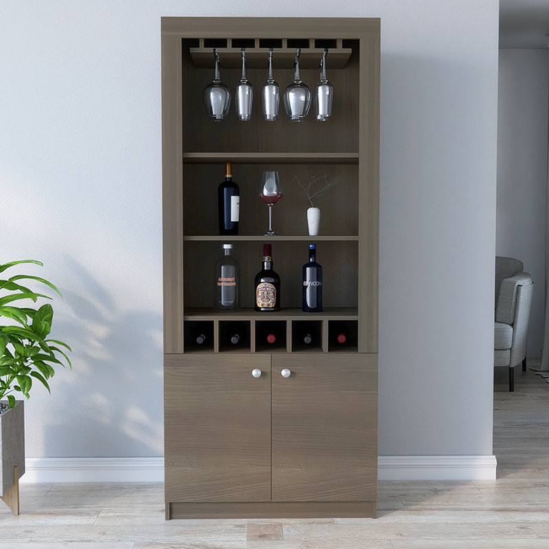Bar avec 5 casiers à vin, Gris