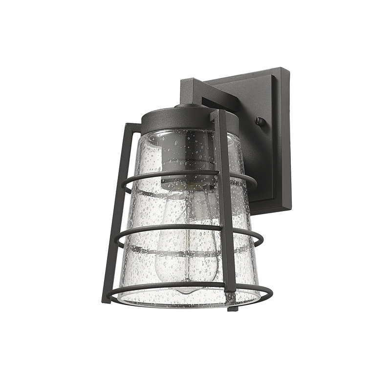 Lanterne murale d'extérieur à 1 ampoule noire Charley, H 9,25 po x l 6 po x P 6,75 po