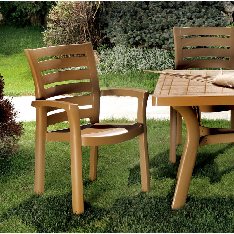 Chaise de patio empilable Isabell, Teck