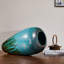 Vase de table moderne en verre de couleur soufflé à la main avec texture en couches de grain de paon et vase décoratif à large bouche avec texture encre en verre émaillé-1275876766