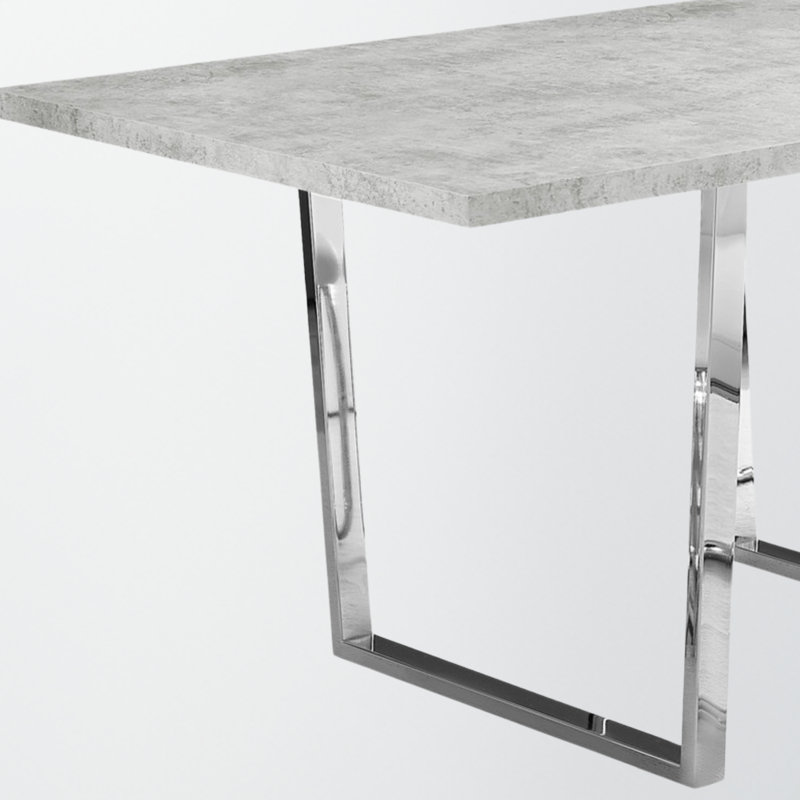 Table de salle à manger Arissa Luxury Look avec plateau gris et base chromée, H 29,97 po x l 58,83 po x P 35,35 po