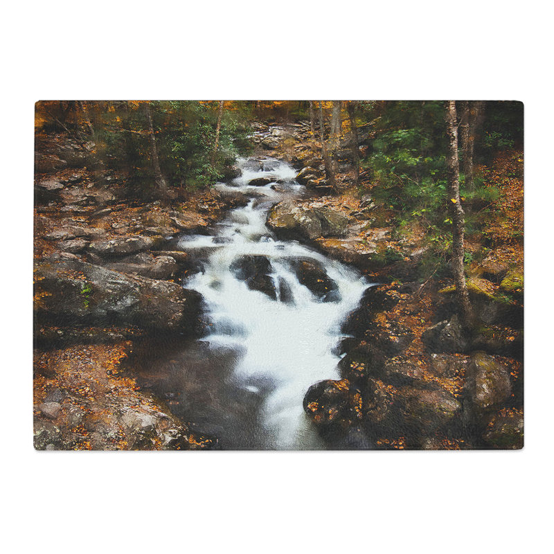 Tempered Glass Woodland Stream Painting Chopping Board, 28.5 cm x 39 cm