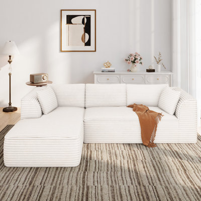 106" Boneless Deep Seat Modular Sofa With Lounge Chair & Memory Foam