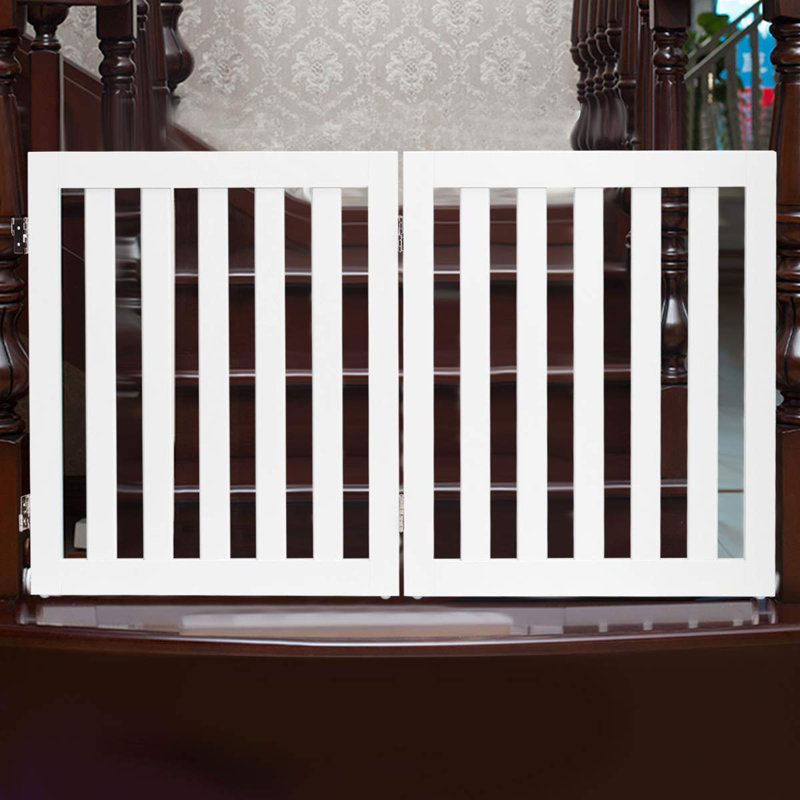 Tolar Wood Free Standing Pet Gate, White, 60cm H x 101cm W x 1.5cm D