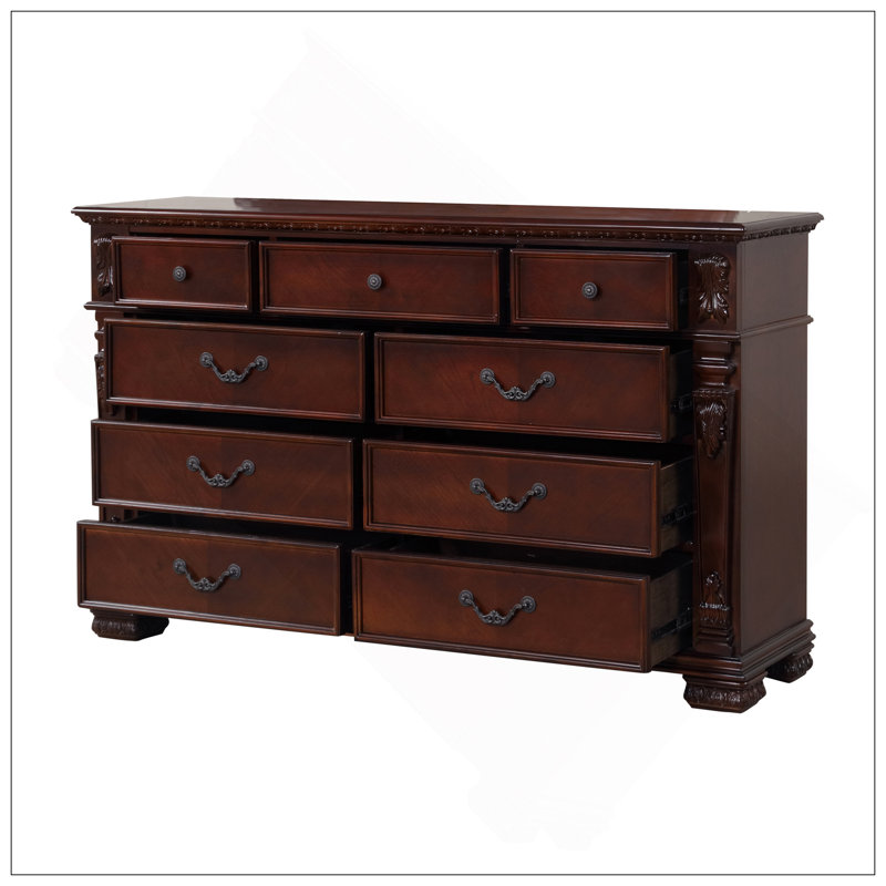 Commode 9 tiroirs Lyndon G09400-D, cerise