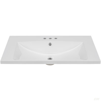 Plateau de meuble-lavabo simple avec lavabo blanc, 3 trous de robinet, céramique