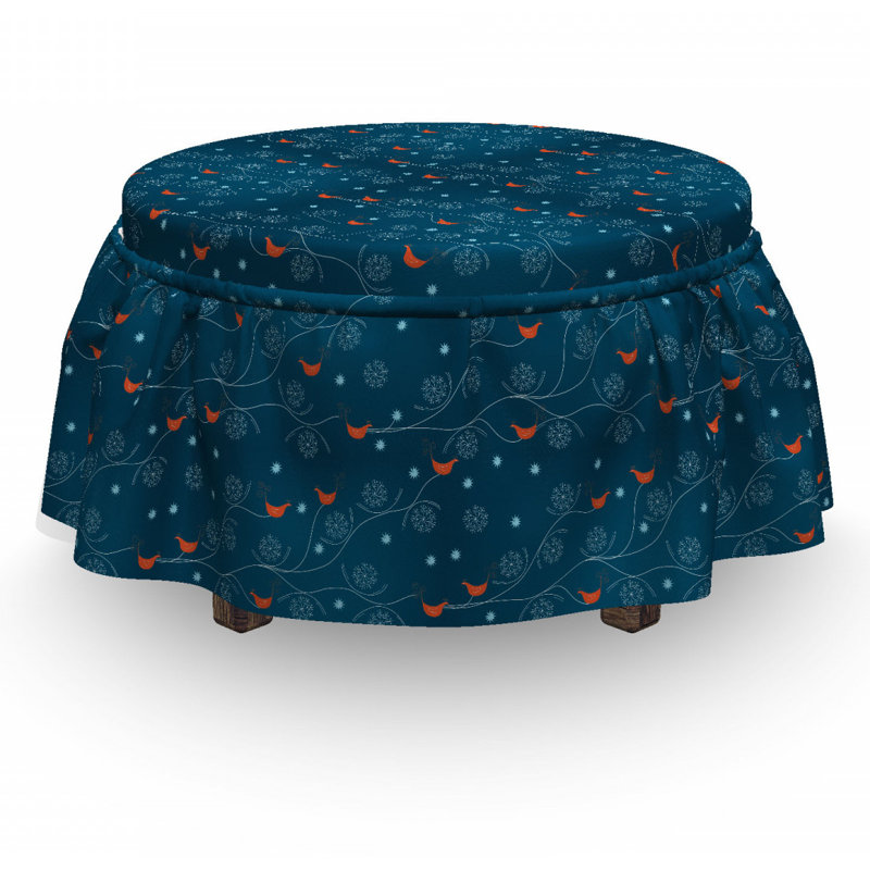 Ensemble de housse pour repose-pieds de coussin de boîte 2 pièces winter oiseaux on branches