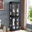 Élégante vitrine vitrée éclairée - Rangement à cadre en bois pour le salon, la cuisine et le garde-manger - Ampoule incluse - Idéal pour le vin, les jouets et les objets de collection - Noir