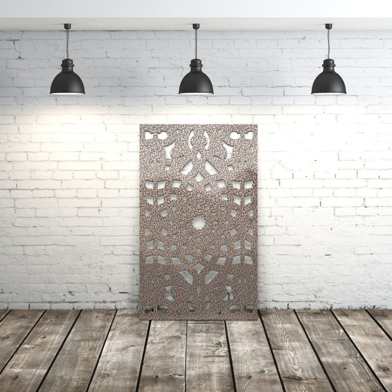 Panneau d'intimité en aluminium découpé au laser en aluminium Arabian, L 36 po x H 60 po, Filon de cuivre