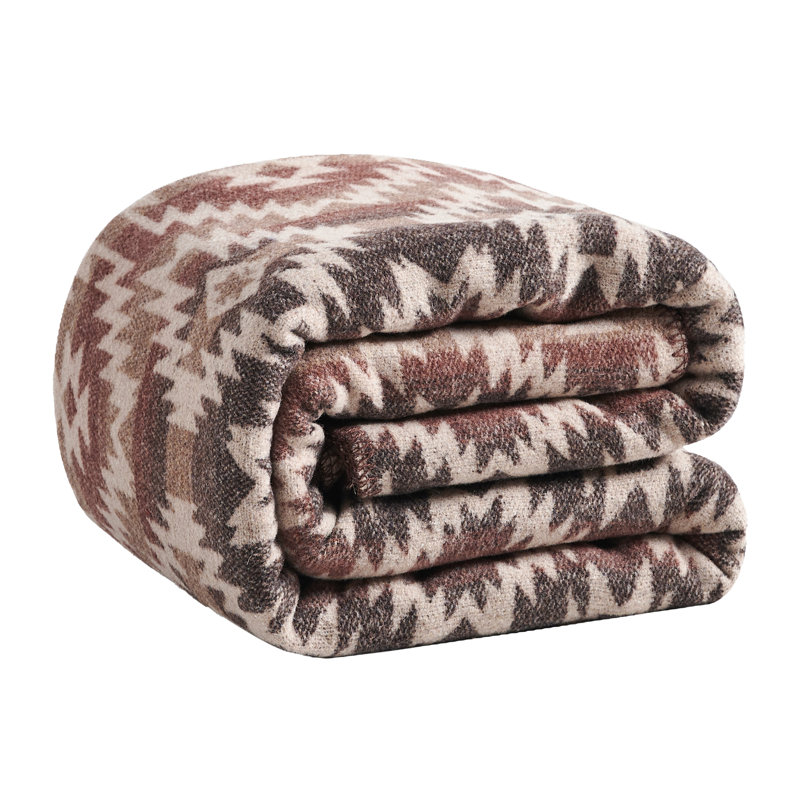 Full/Queen Southwestern Geometric Wool Blend Throw Blanket