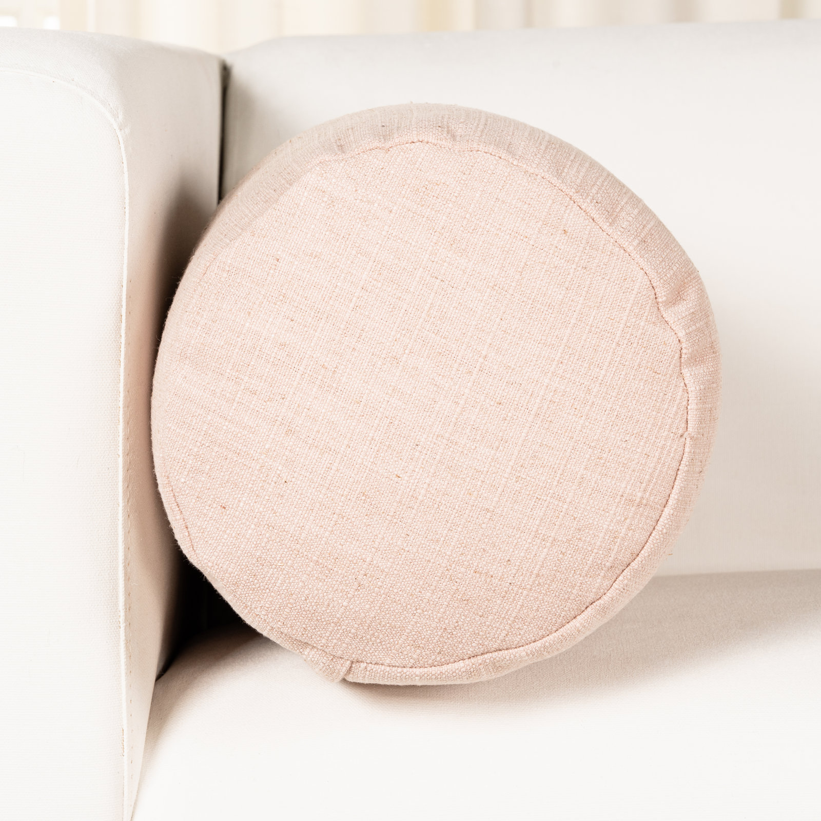 Indy Faux Linen Accent Pillow, Polyester, Pink, Bolster 8"H x 21"W