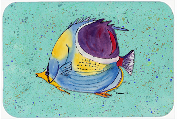 Planche à découper en verre de poisson tropical caroline, Bleu sarcelle