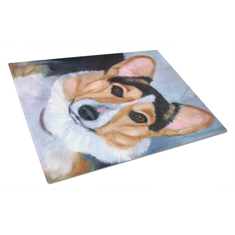 Planche à découper corgi pembroke en verre trempé caroline