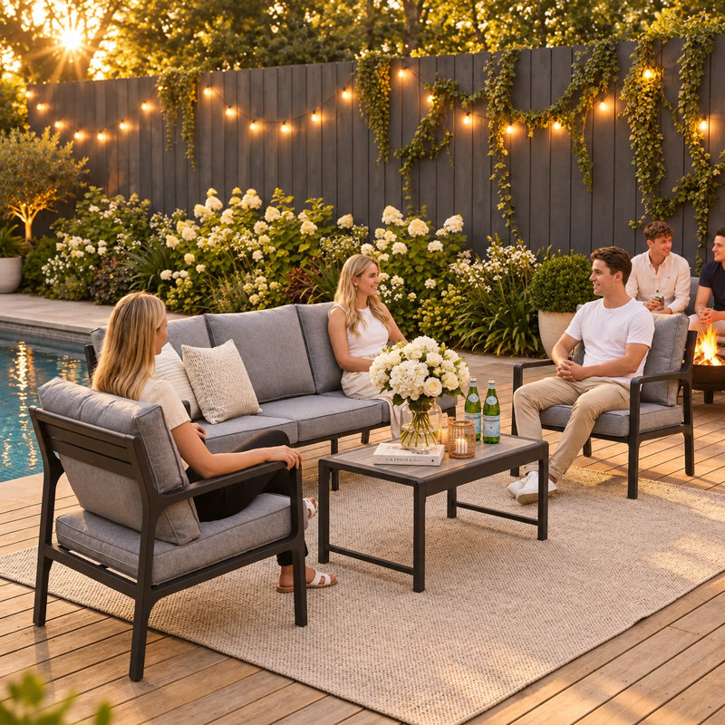 5-Person Aluminum  Outdoor Conversation Set With Cushions