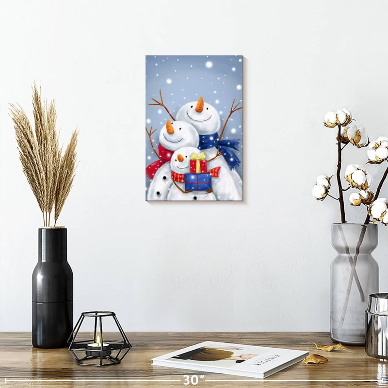 Trois bonhommes de neige Lelend II, H 12 po x l 8 po