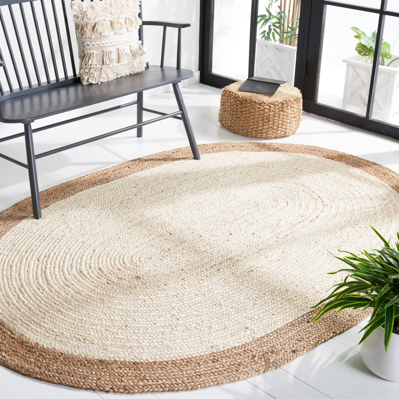 Tapis en jute de couleur unie Whittlesey, Ovale 3 pi x 5 pi