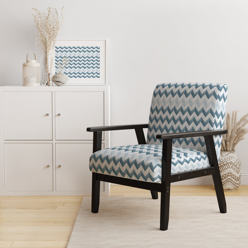 Fauteuil de 23 po de large Cantina, Blanc / Bleu, Accoudoirs carrés noirs