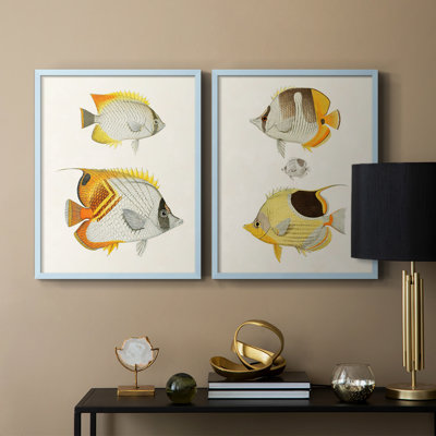 Yellow & Grey Fish I-Premium Framed Print -Ready to Hang - No Nails Required - No Nails Required