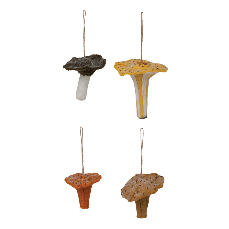 Ornements de champignon en feutre de laine Artisan