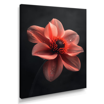 «Pink on Black Dahlia Vibes I», reproduction d'art murale Dahlia