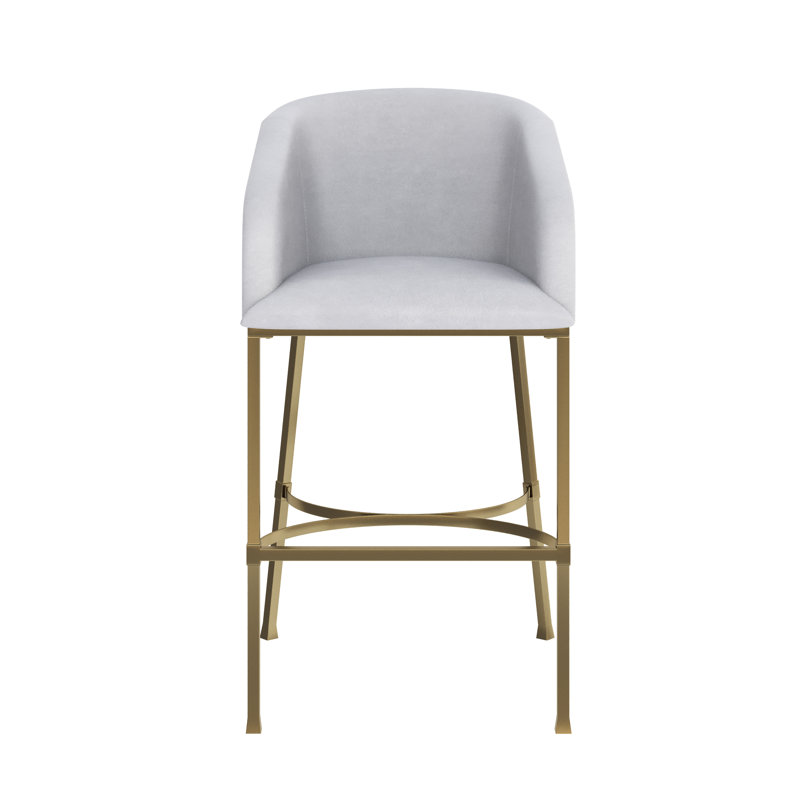Hampton Hampton Tabouret de bar moderne, similicuir blanc avec structure en acier doré, Blanc