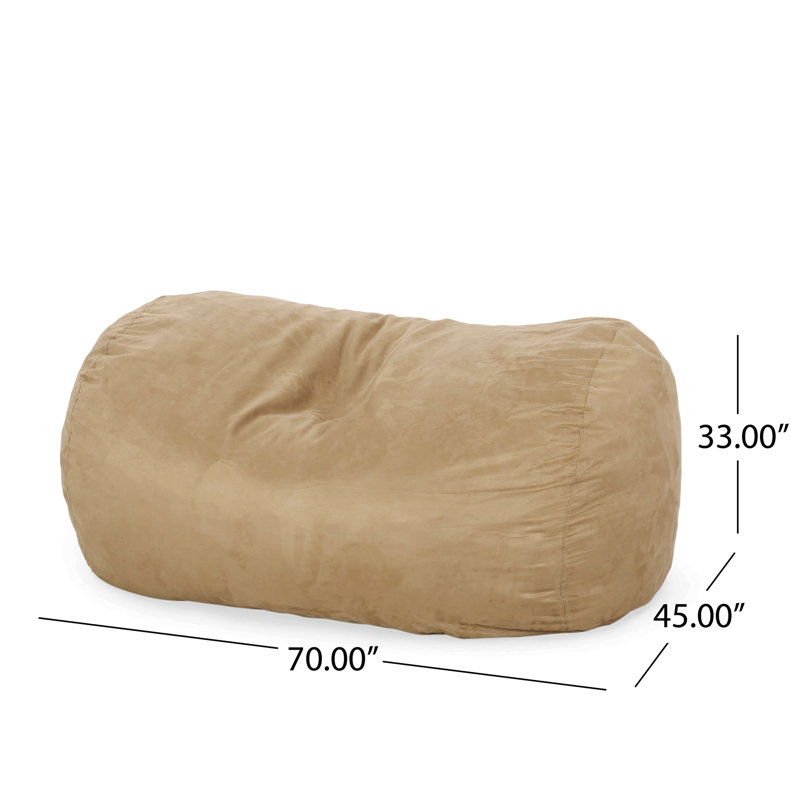 Pouf cylindrique en microfibre 6,5 pieds Potrero, beige
