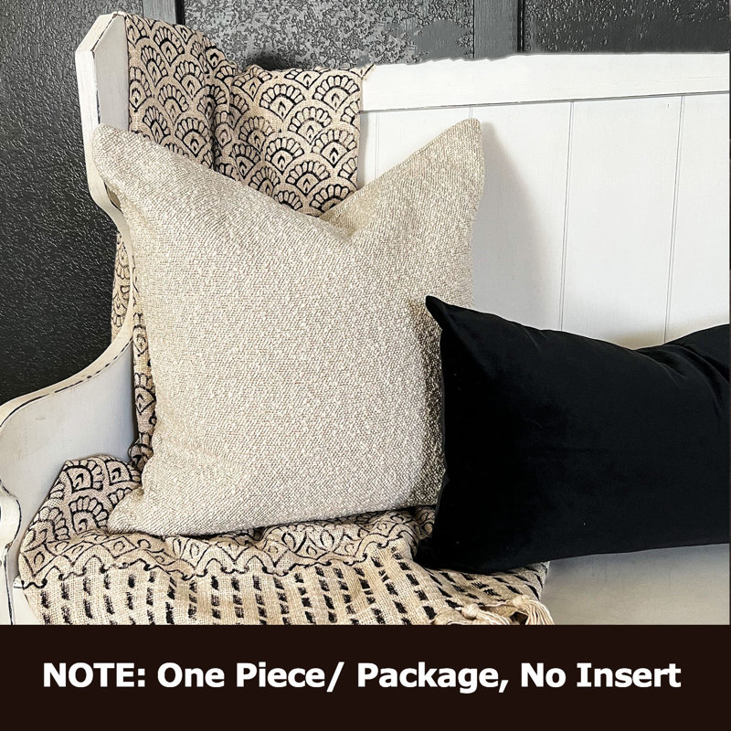 Beige Boucle Reversible 18" Pillow Cover
