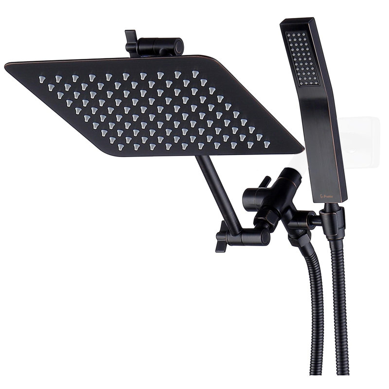 10" Dual Square Shower Head, 3-Way Diverter, 71" Extra Long Hose, Oil Rubbed Bronze
