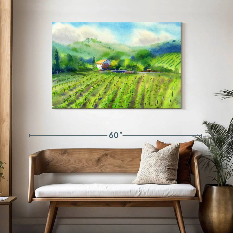 Paysage viticole, H 30 po x l 45 po