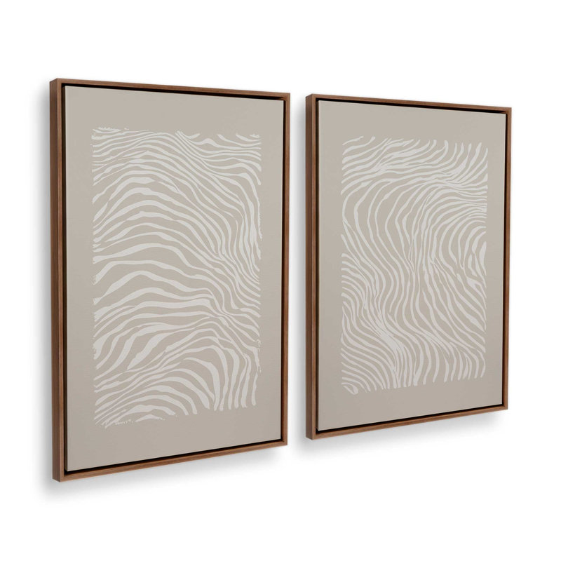Whisper Lines Set of 2 Prints, Walnut Floater Frame, 18" x 12"