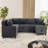 3 Piece U-Shaped Sectional Sofa Bed Pull Out Sleeper Couch With Storage Ottoman-908796319
