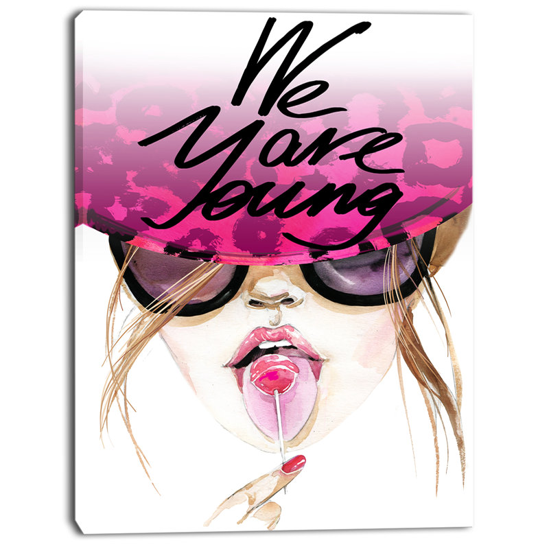 «Young Girl with Lollipop», art textuel sur toile tendue, H 20 po x l 12 po x P 1po
