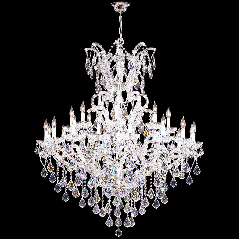 Lustre gradué à 25 lumières Maria Theresa, Transparent, Spectra Swarovski, Or lustré