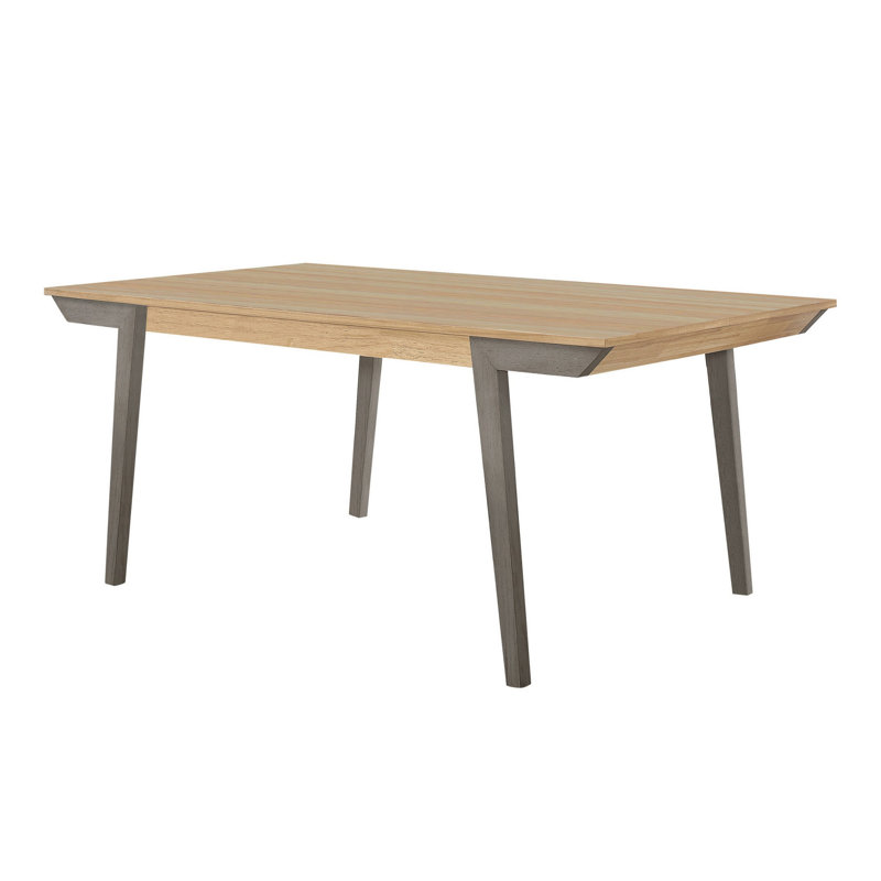 Table de salle à manger Jenica de 71 po avec plateau brun naturel et pieds évasés gris