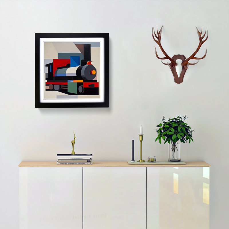 Train Suprematism No.1 - Framed Print, Black