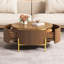 Table basse ronde avec grands tiroirs de rangement
