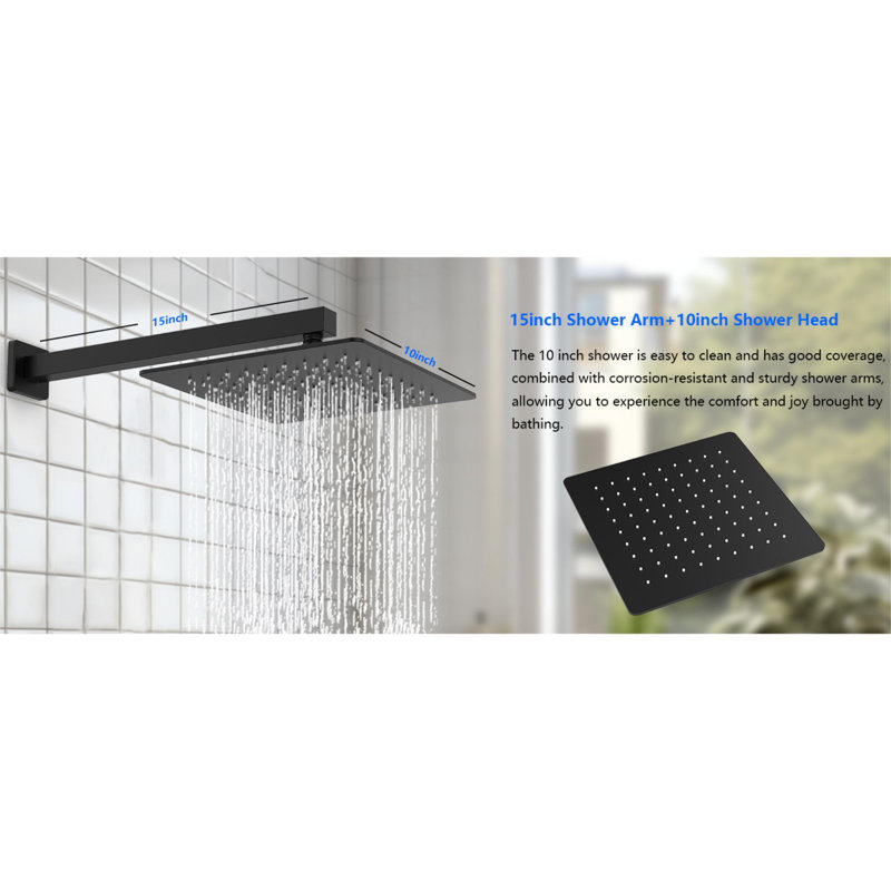Système de douche avec support de rangement, Noir mat