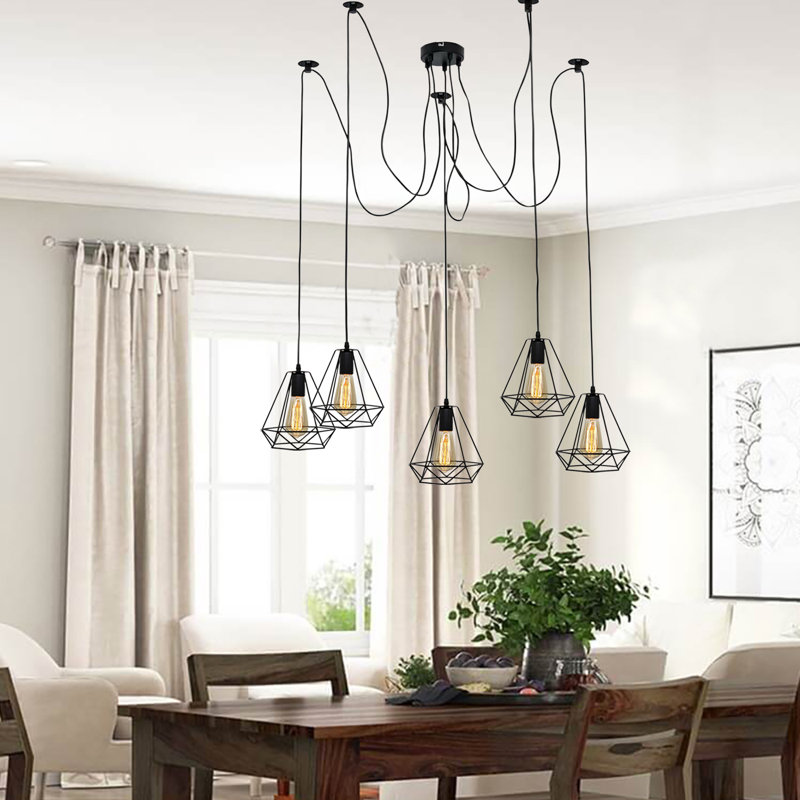 Morriss 5 - Light Black Cluster Pendant