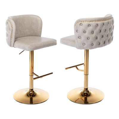 Antwoin Swivel Upholstered Adjustable Height Counter Stool with Metal Frame