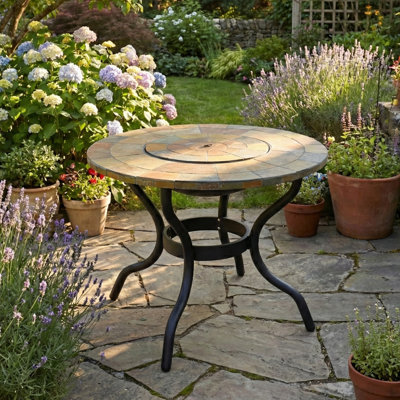 Bayfield Round Stone Outdoor Coffee Table - 89 cm W 89 cm D