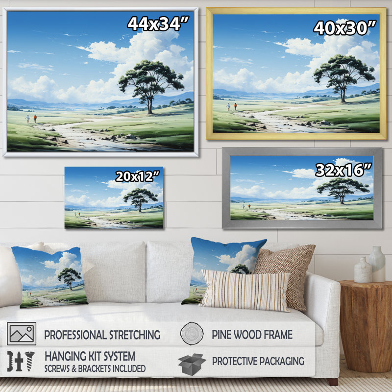 Lake And River Tranquillity II - Landscapes Canvas Prints, H 16 po x l 32 po x P 1 po, Encadrement doré