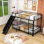 Lit superposé en métal pour enfants avec glissière, garde-corps et glissière interchangeable Annerike-326143300-326143301