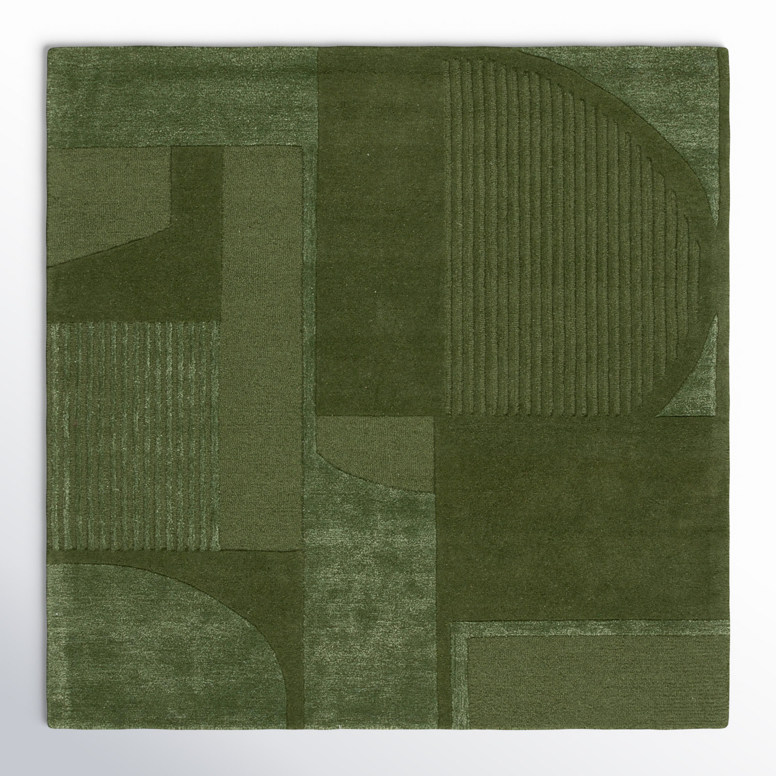 Mesmer Hand-Tufted Geometric Wool Rug, Square 4'